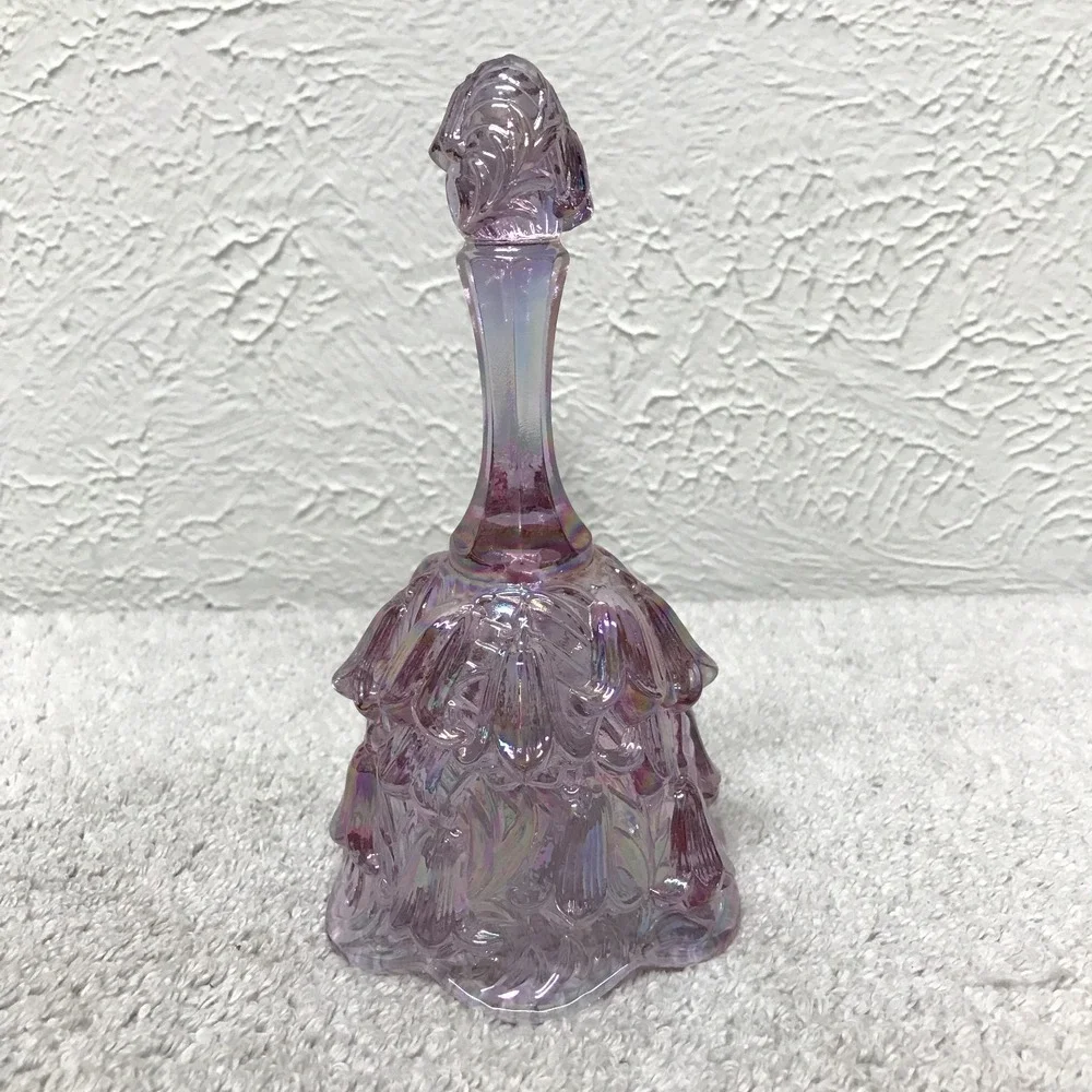 Vintage Fenton Lily of the Valley‎ Carnival Glass Bell Iridescent Lavender 6.5